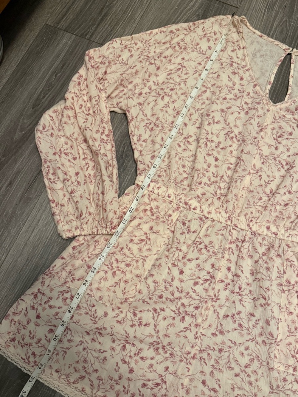 Floral  Romper in Cream and Dusty Rose - Picture 5 of 8